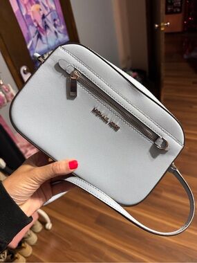 Michael Kors Greyish/Light Blue Saffiano Crossbody